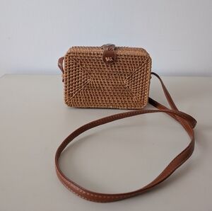 Brown Woven Crossbody Bag